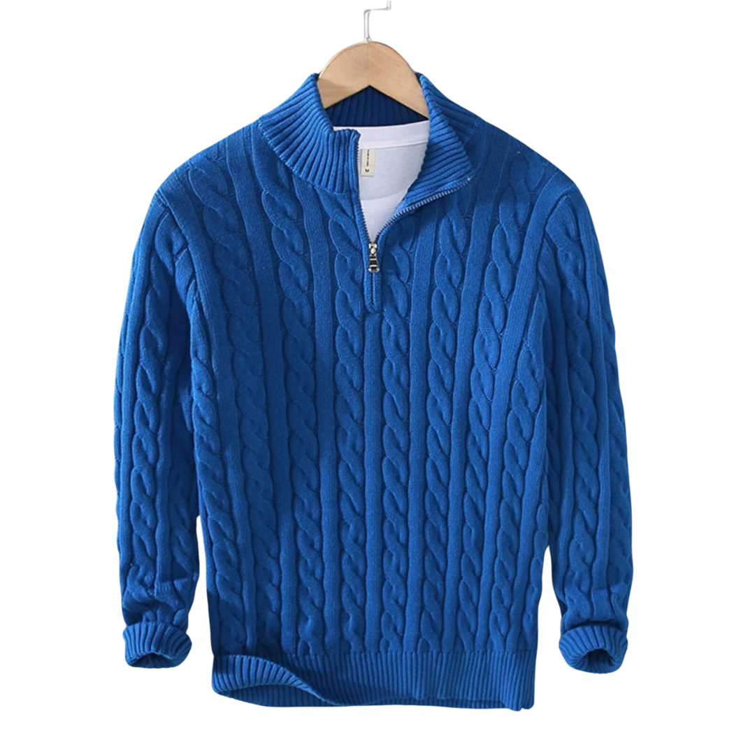 Claudio Cable Knit Quarter-Zip | VINTAGE LONDON™