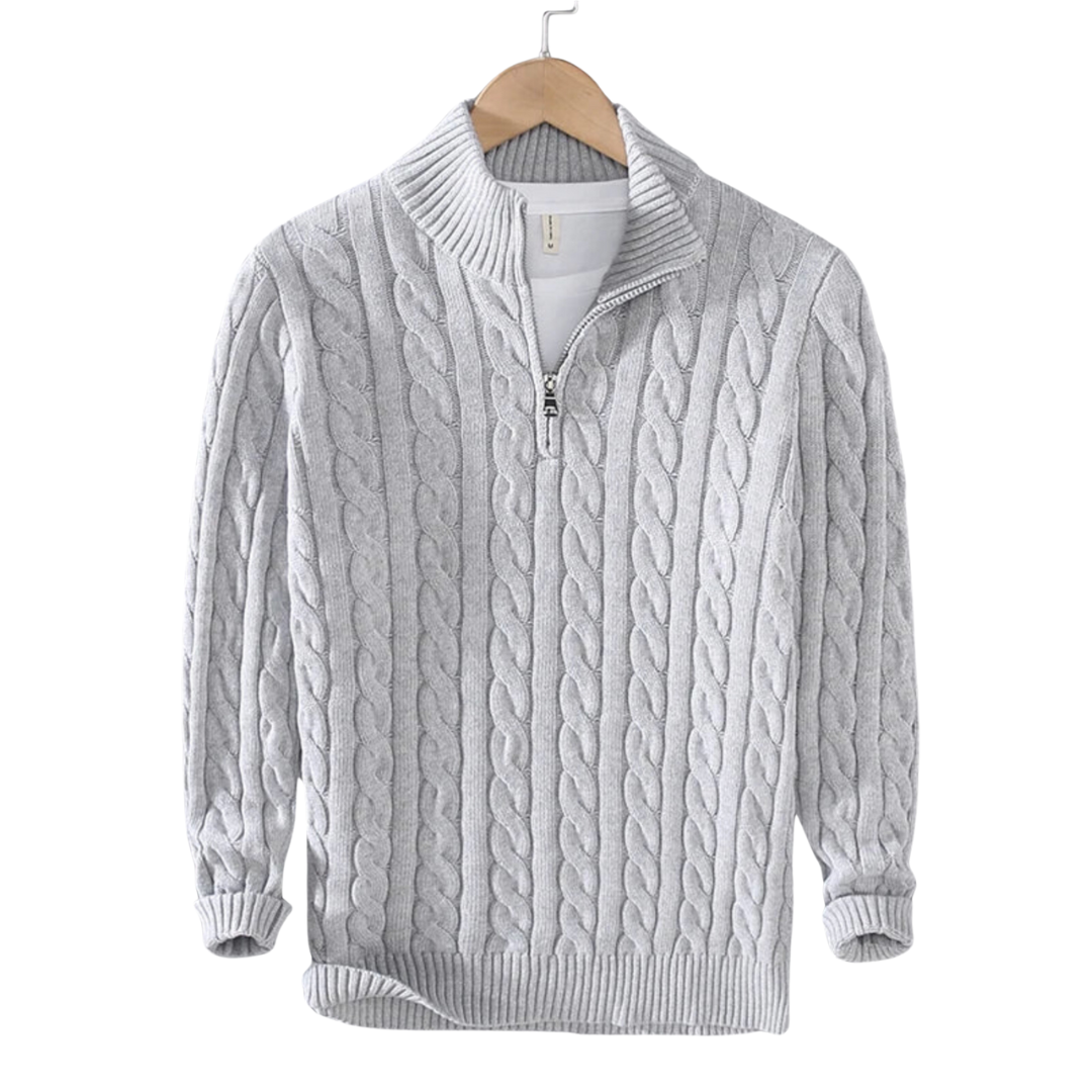 Claudio Cable Knit Quarter-Zip | VINTAGE LONDON™