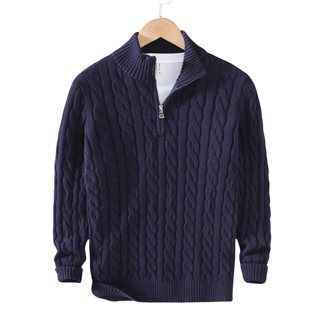 Claudio Cable Knit Quarter-Zip | VINTAGE LONDON™