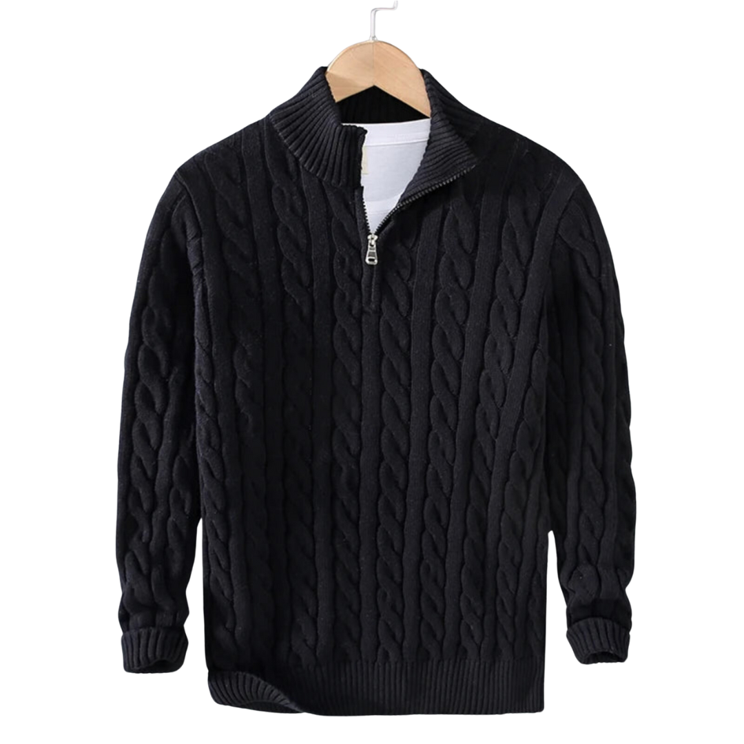 Claudio Cable Knit Quarter-Zip | VINTAGE LONDON™
