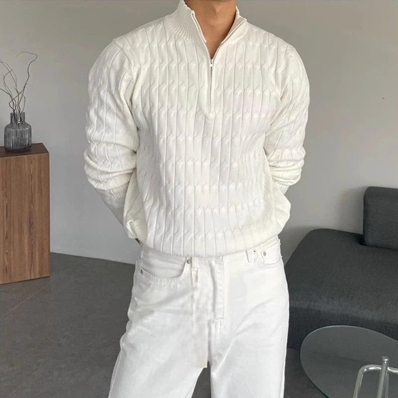 ZIPPED WHITE SWEATER | VINTAGE LONDON™