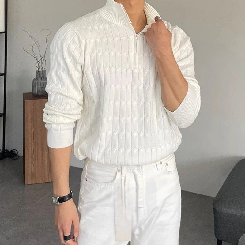 ZIPPED WHITE SWEATER | VINTAGE LONDON™
