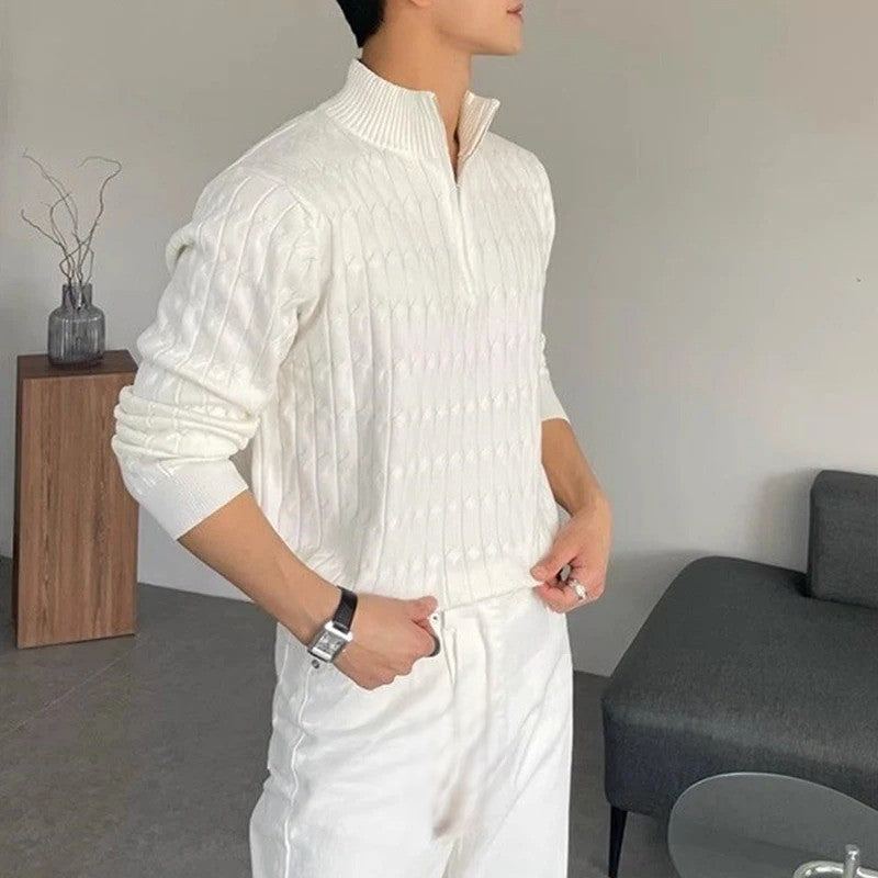 ZIPPED WHITE SWEATER | VINTAGE LONDON™