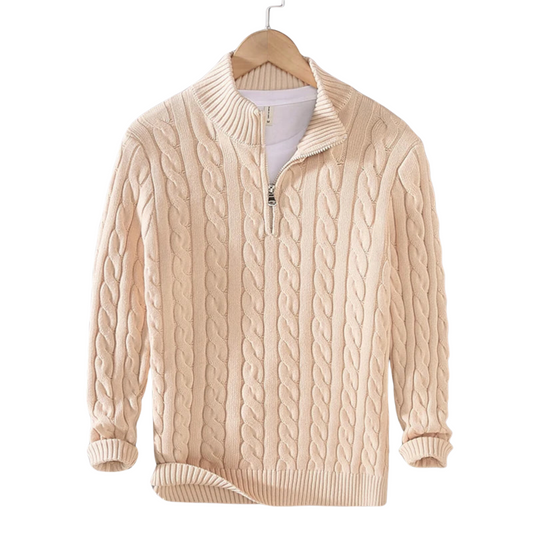 Claudio Cable Knit Quarter-Zip | VINTAGE LONDON™